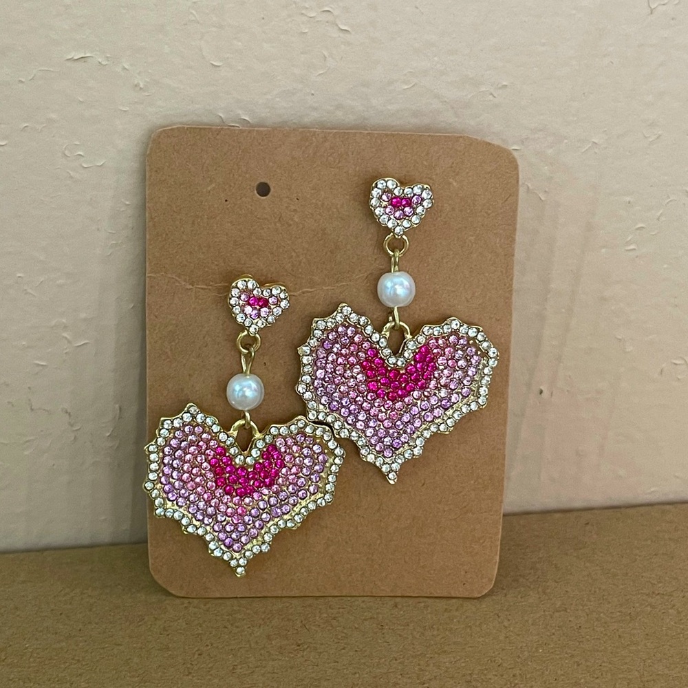 Multi Pink Heart Earring